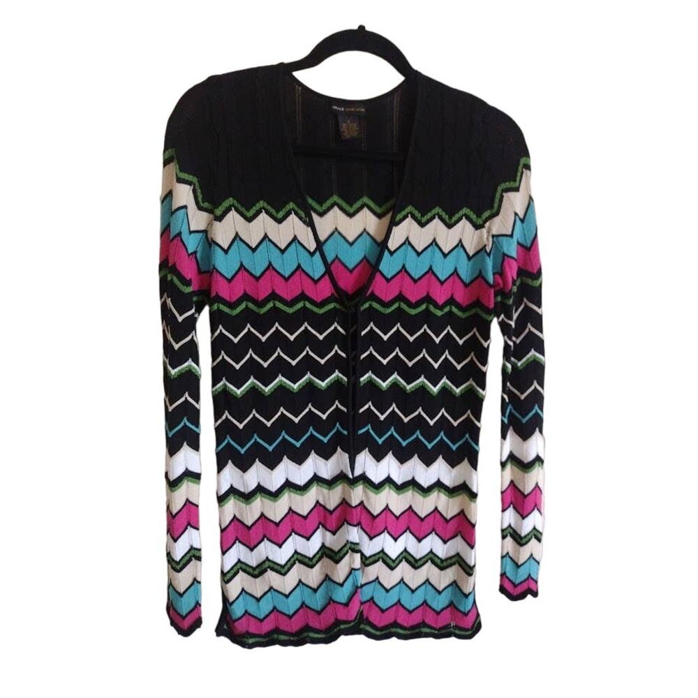 Grace Dane Lewis Vintage Multi-Color Chevron Long Sleeve Cardigan, Size S